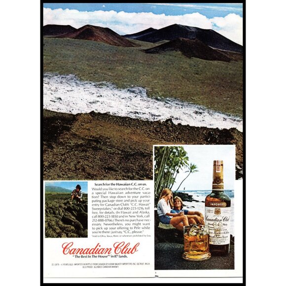 1979 Canadian Club Rye Whisky 2 Page Vintage Print Ad Hawaii Volcano Wall Art - Picture 3 of 3